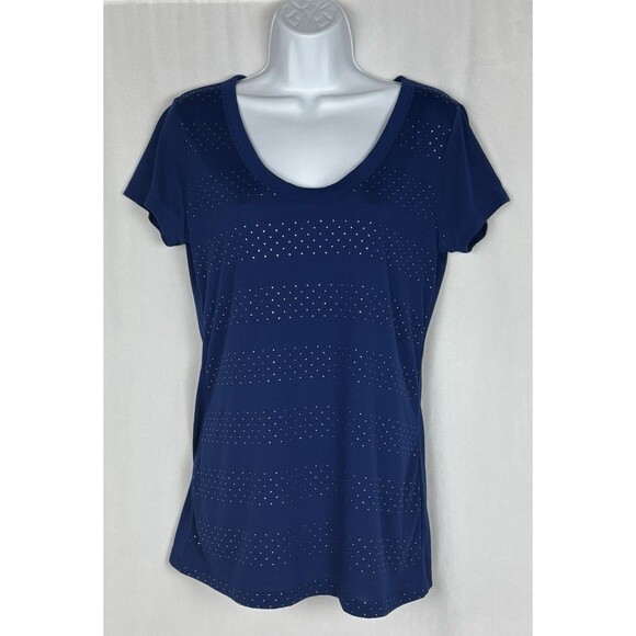 Banana Republic Women’s Size Medium Metallic-Dot Tee In Navy Blue MSRP $45 - Picture 1 of 8